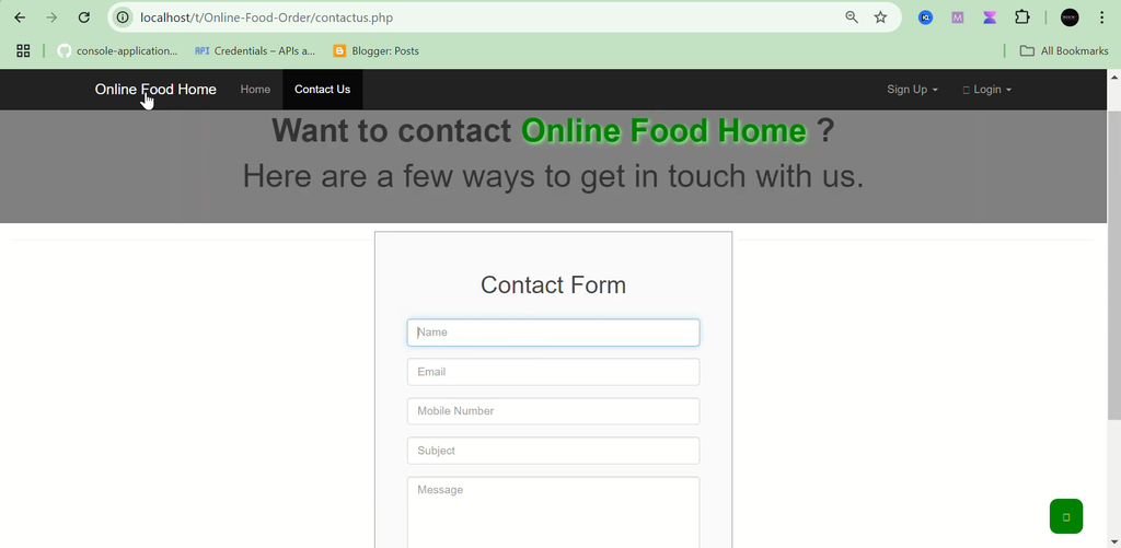 Online Food Order System in PHP