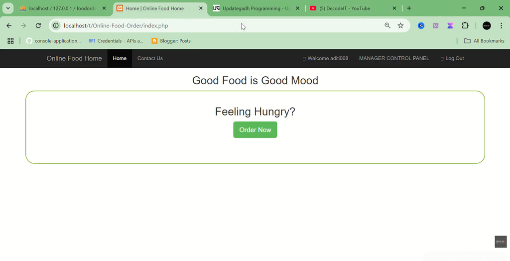 Online Food Order System in PHP