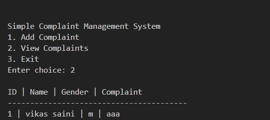 Simple Complaint Management System in Python