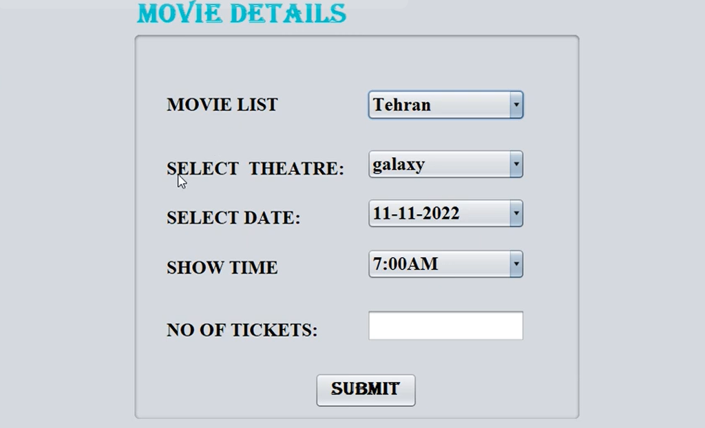 Movie Ticket Booking System in Java
