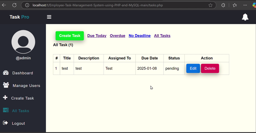 Employee Task Management System Using PHP and MySQL-4