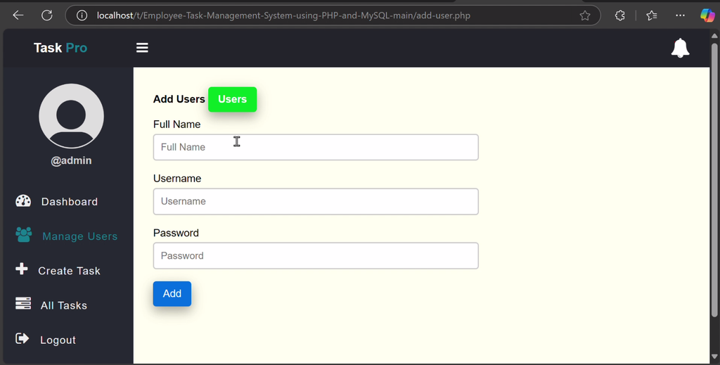 Employee Task Management System Using PHP and MySQL-3