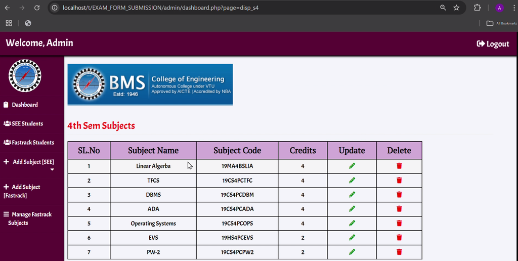 Exam Form Submission System in PHP and MySQL-3