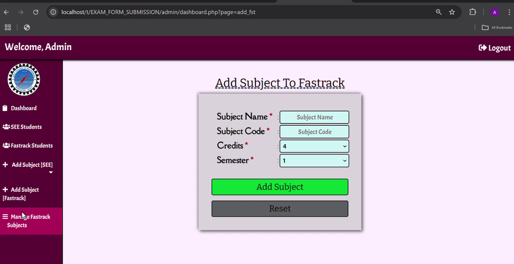 Exam Form Submission System in PHP and MySQL-4