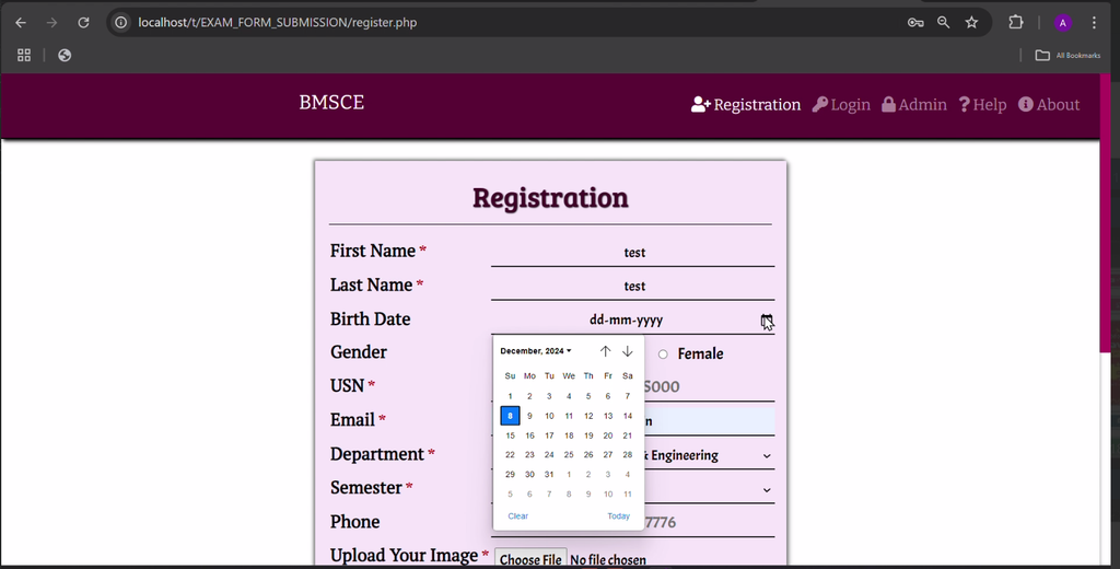 Exam Form Submission System in PHP and MySQL-1