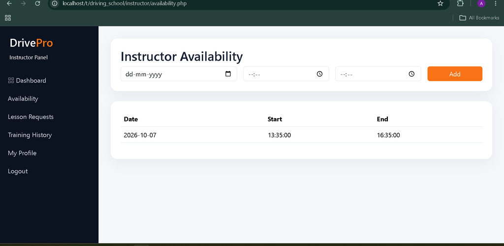 Online Driving School Management System in PHP and MySQL