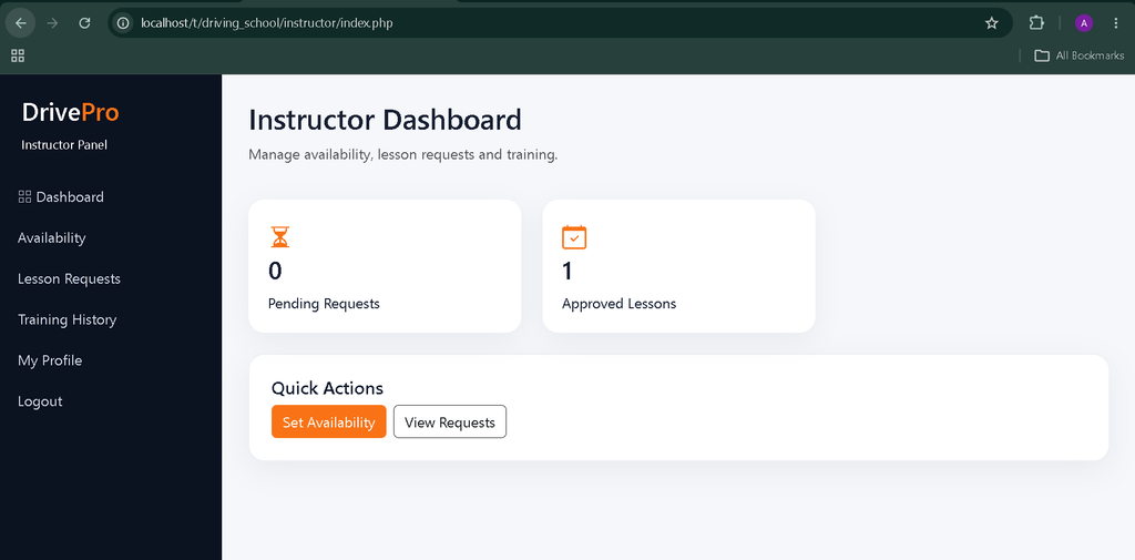 Online Driving School Management System in PHP and MySQL