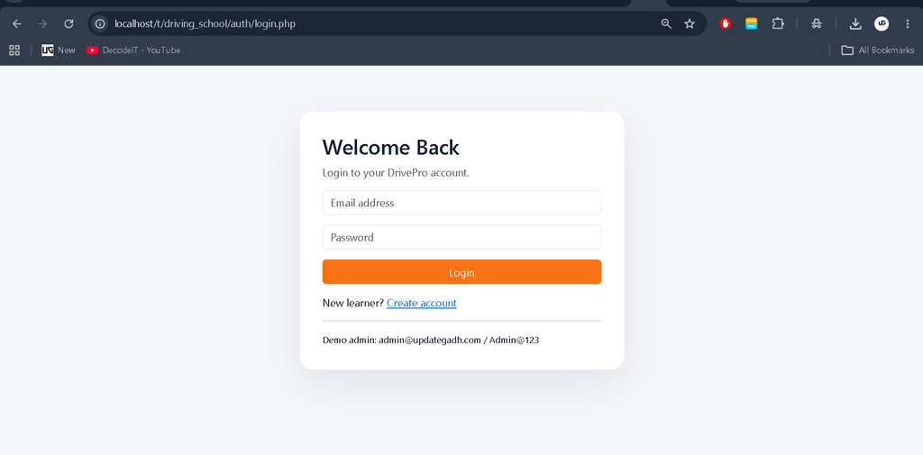 Online Driving School Management System in PHP and MySQL