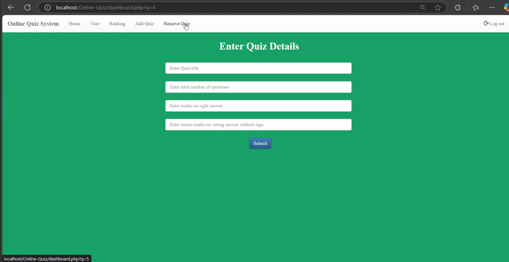 Online Quiz System in PHP and MySQL-7