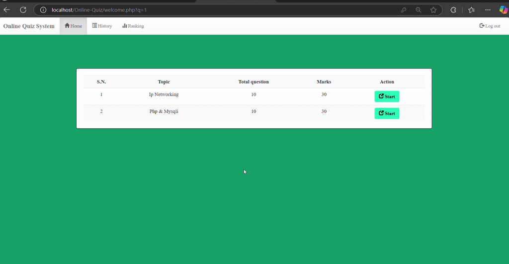 Online Quiz System in PHP and MySQL-4