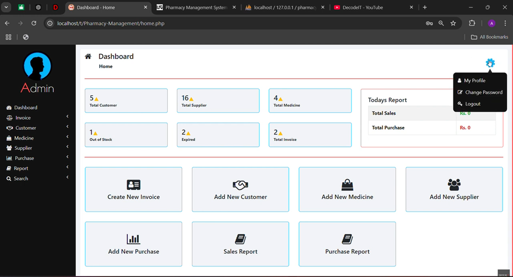 Pharmacy Management System in PHP with Source Code