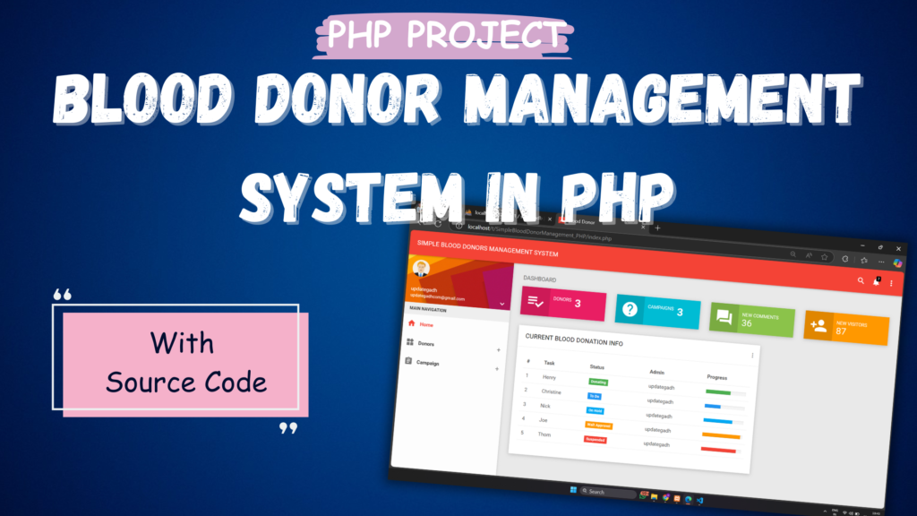 Blood Donor Management System in PHP with Source Code