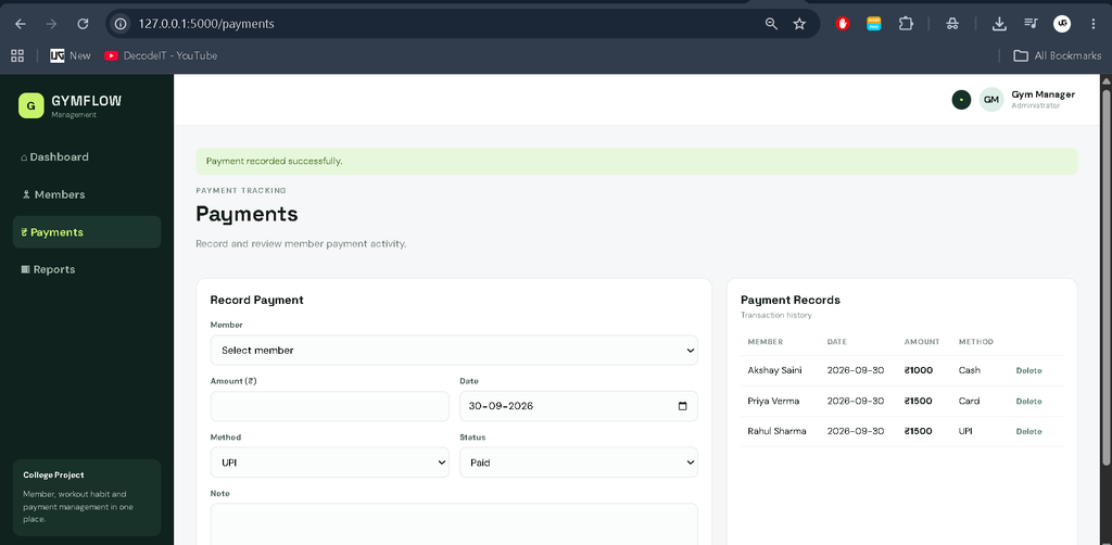 Gym Management System in Python
