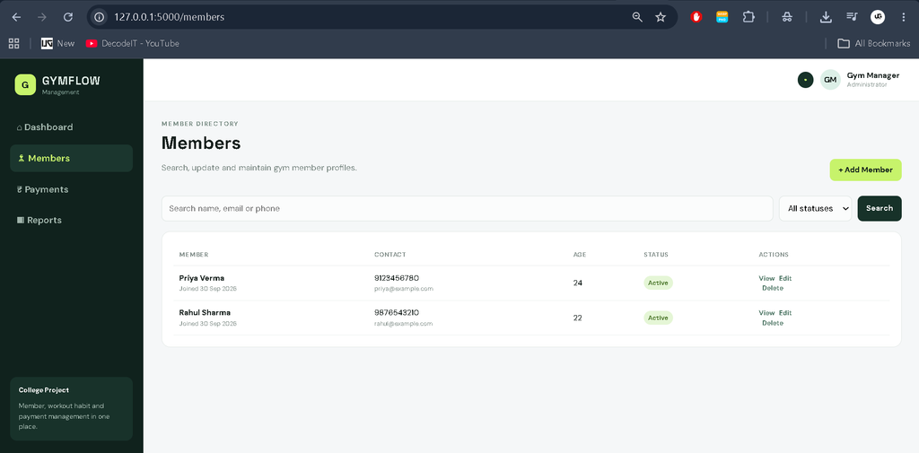 Gym Management System in Python