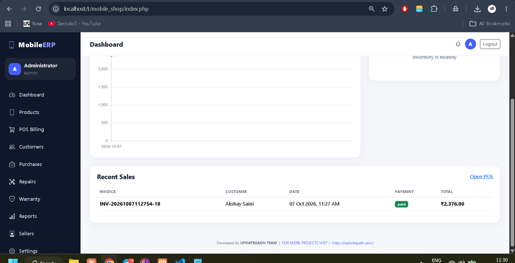 Mobile Shop Management System in PHP and MySQL