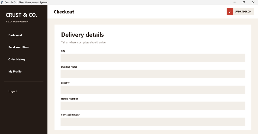Pizza Management System in Python with Source Code