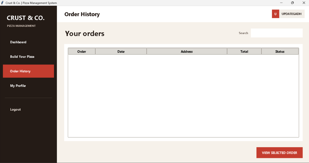 Pizza Management System in Python with Source Code
