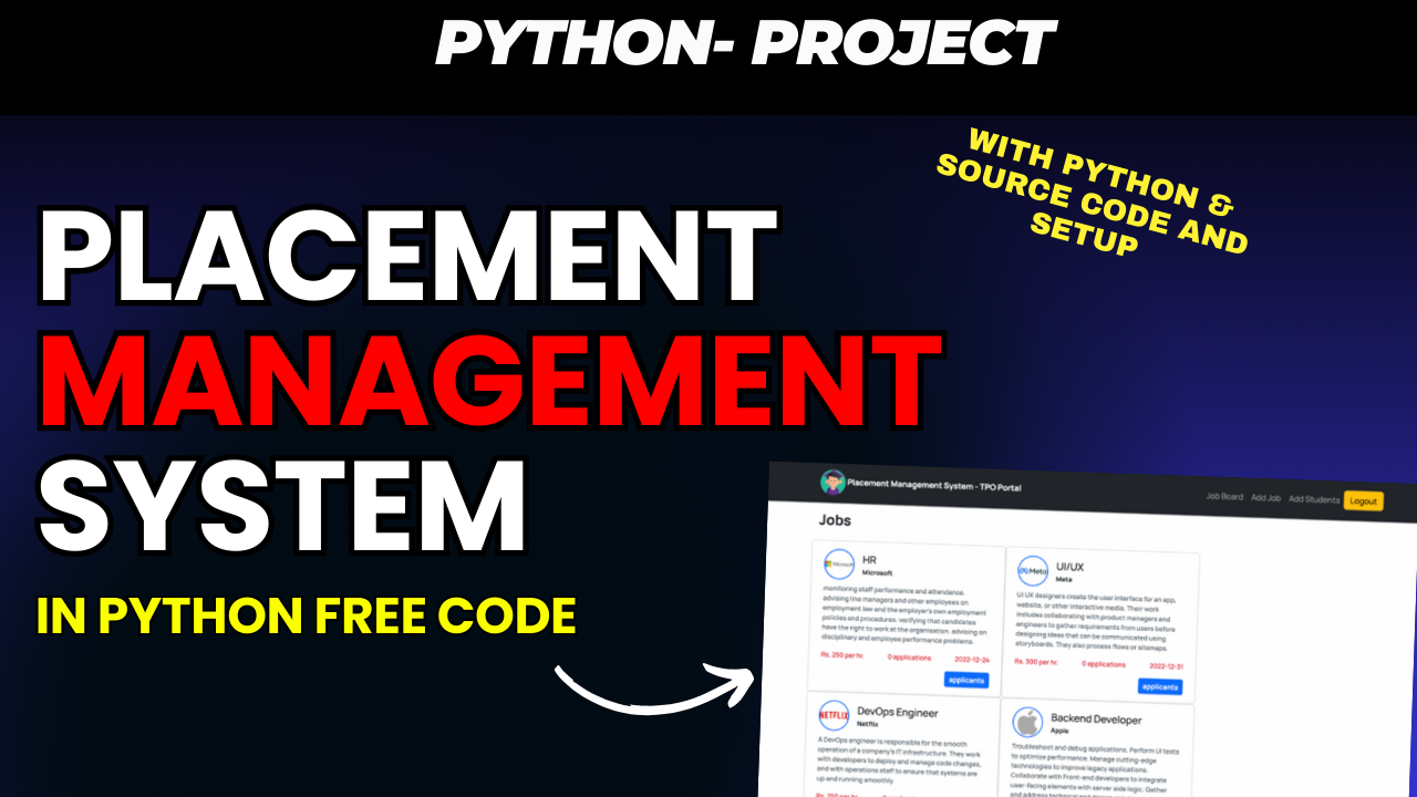 Placement Management System in Python free Code