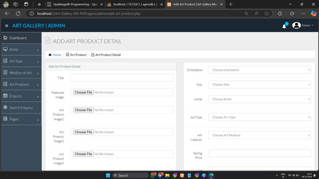 Screenshot-2024-12-18-222730-1024x575 Art Gallery Management System using PHP and MySQL
