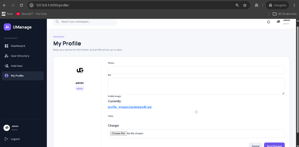 User Management System in Python Django