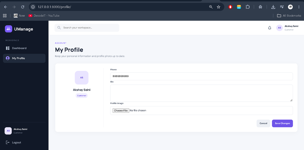 User Management System in Python Django
