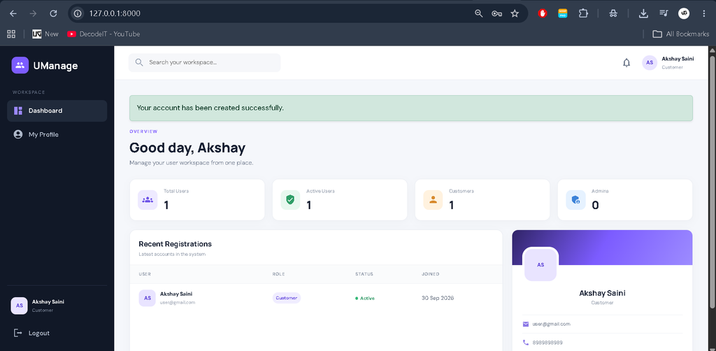 User Management System in Python Django
