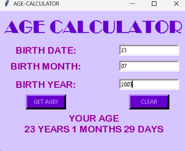 Age Calculator in Python with Source Code