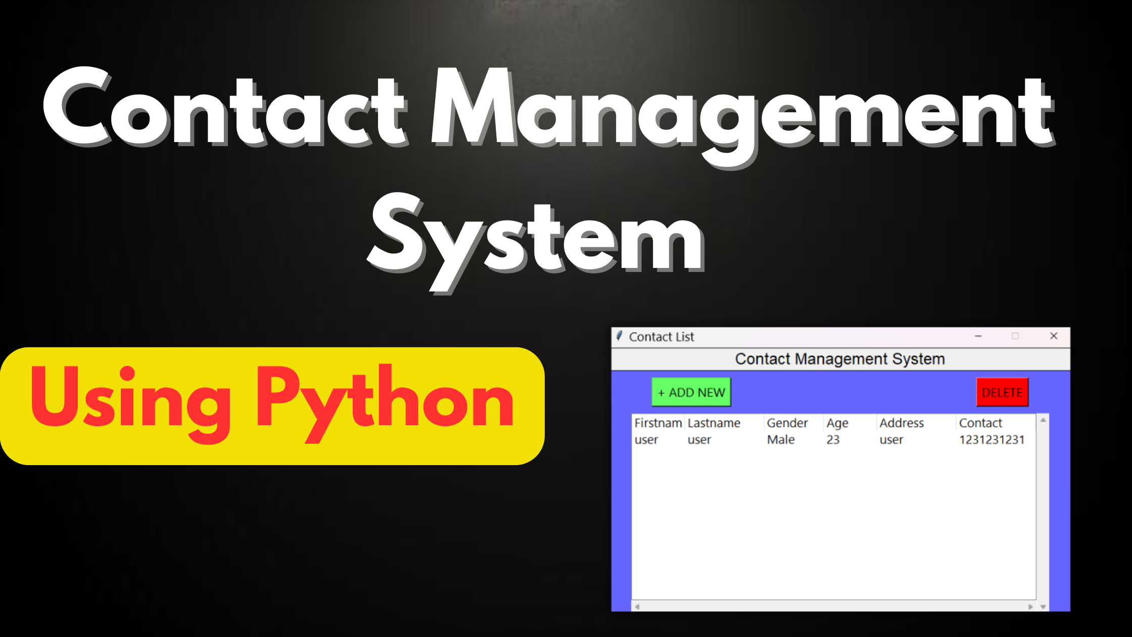 Contact Management System In PYTHON