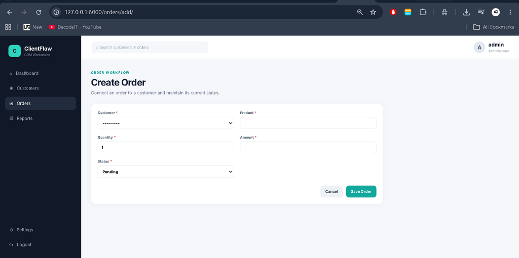 Customer Relationship Management System Using Django