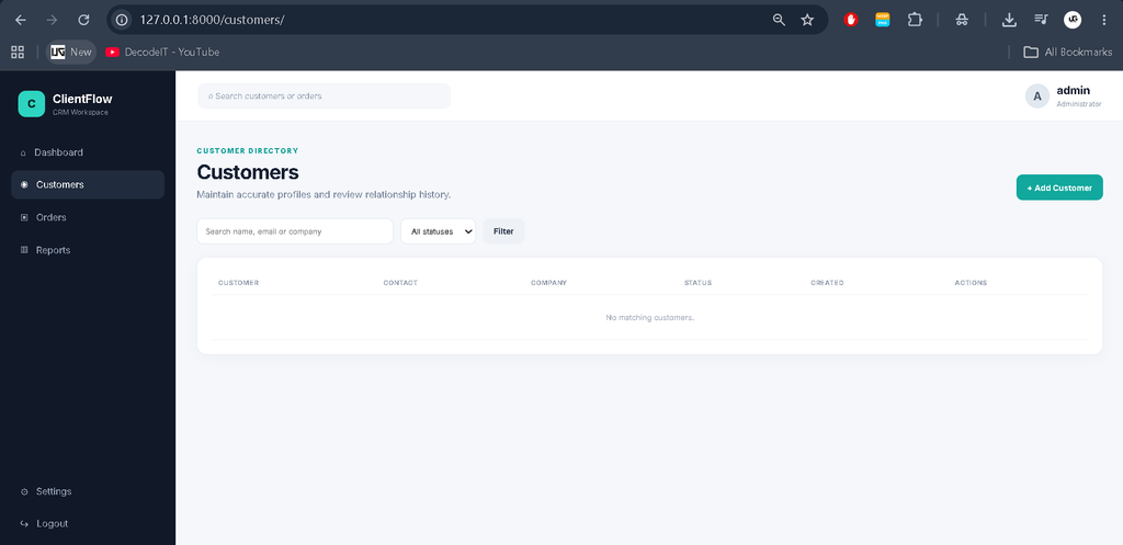 Customer Relationship Management System Using Django