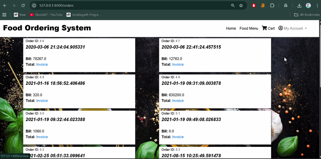 Online Food Ordering System in Python