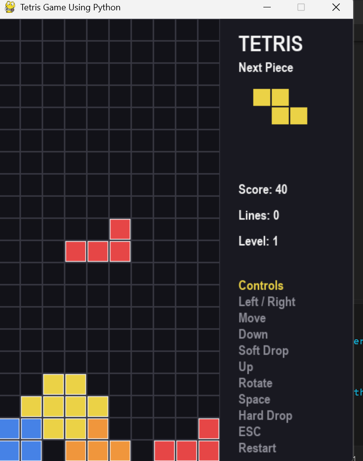 Tetris Game Using Python