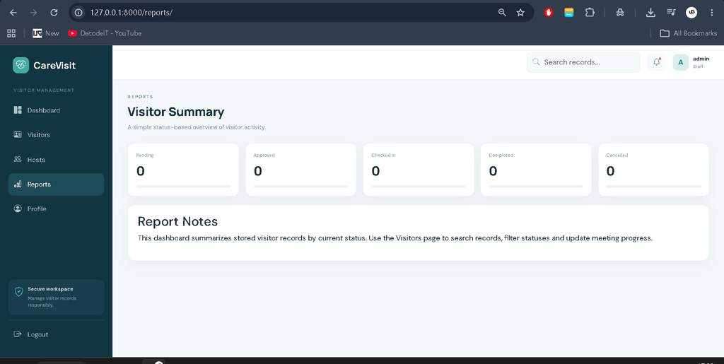 Visitor Management System Using Django for Healthcare Organizations
