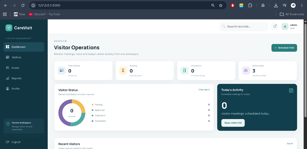 Visitor Management System Using Django for Healthcare Organizations