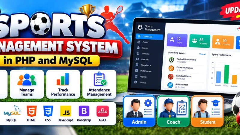 Sports Management System in PHP and MySQL