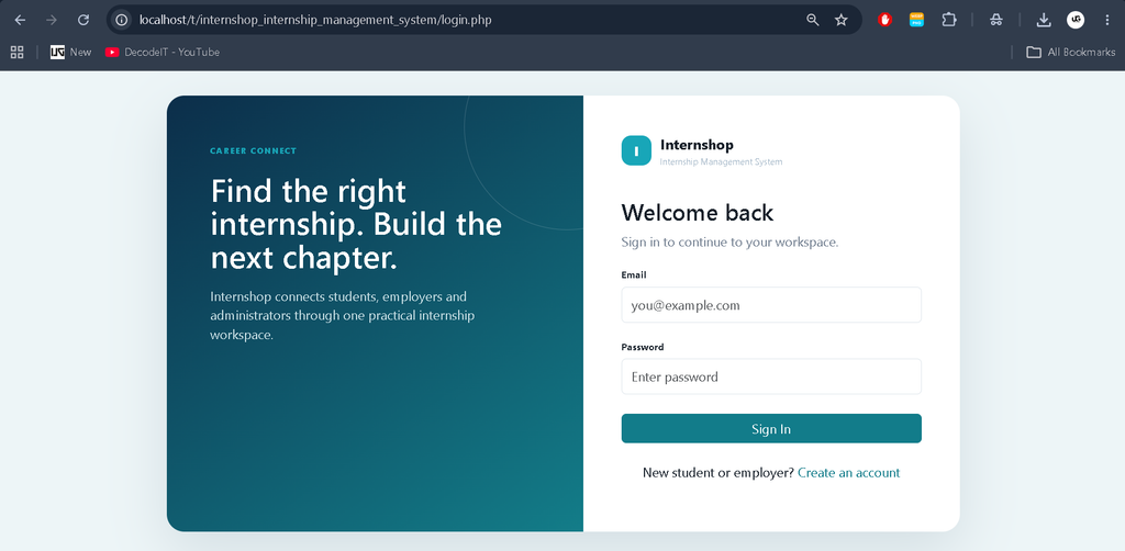 Internship Management System Using PHP and MySQL