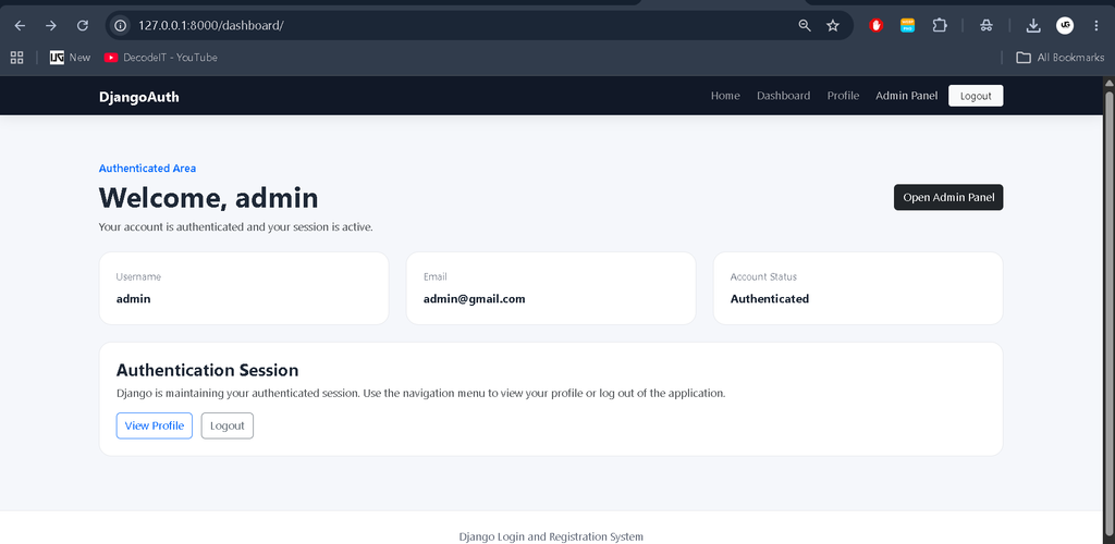 Login and Registration System Using Python Django