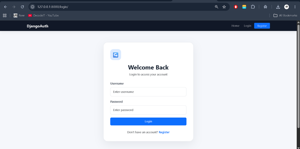 Login and Registration System Using Python Django