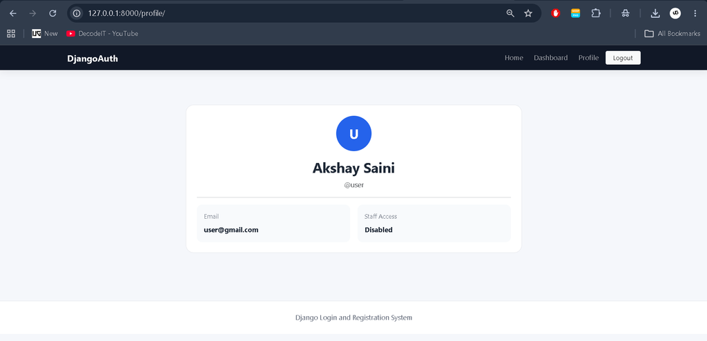 Login and Registration System Using Python Django