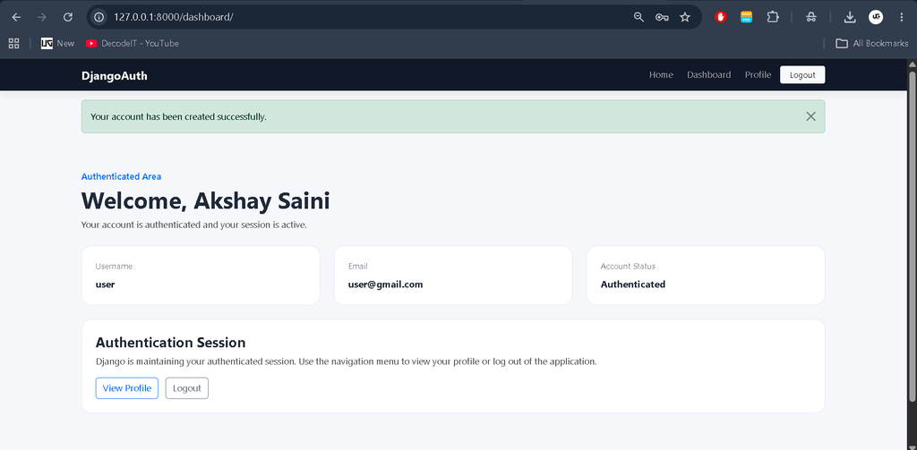 Login and Registration System Using Python Django