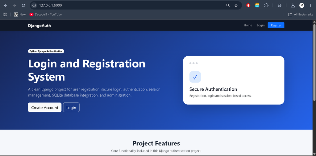 Login and Registration System Using Python Django