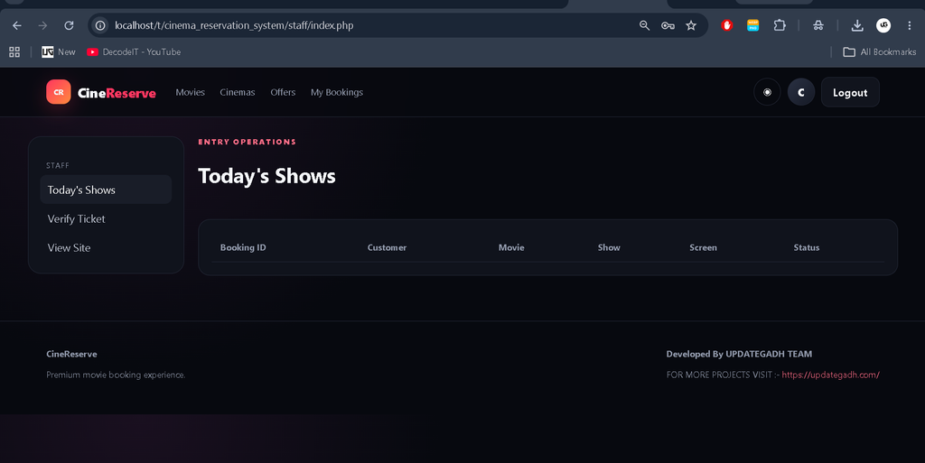 Movie Ticket Booking System PHP and MySQL