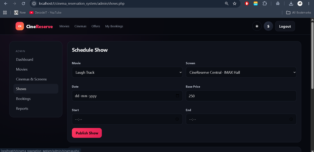 Movie Ticket Booking System PHP and MySQL