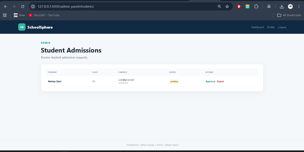 School Management System Using Python Django