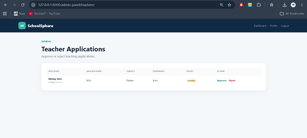 School Management System Using Python Django