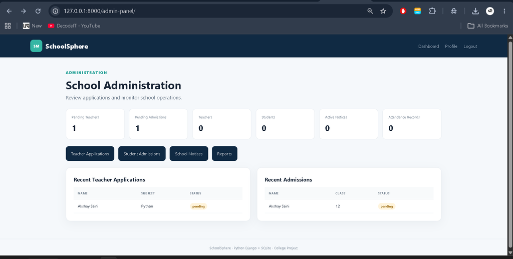 School Management System Using Python Django
