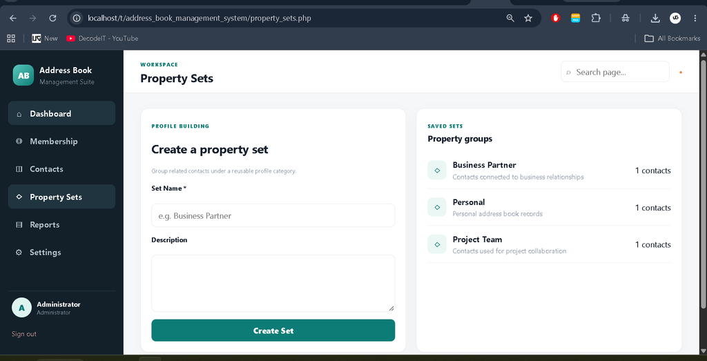 Address Book Management System in PHP and MySQL