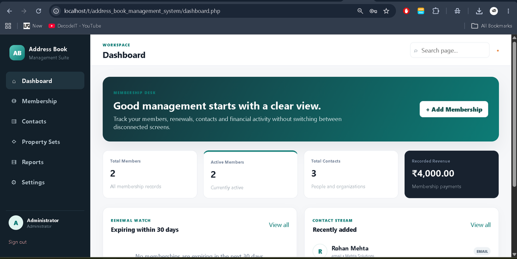 Address Book Management System in PHP and MySQL