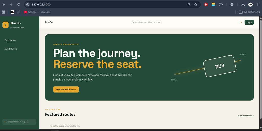 Bus Reservation System using Python Django