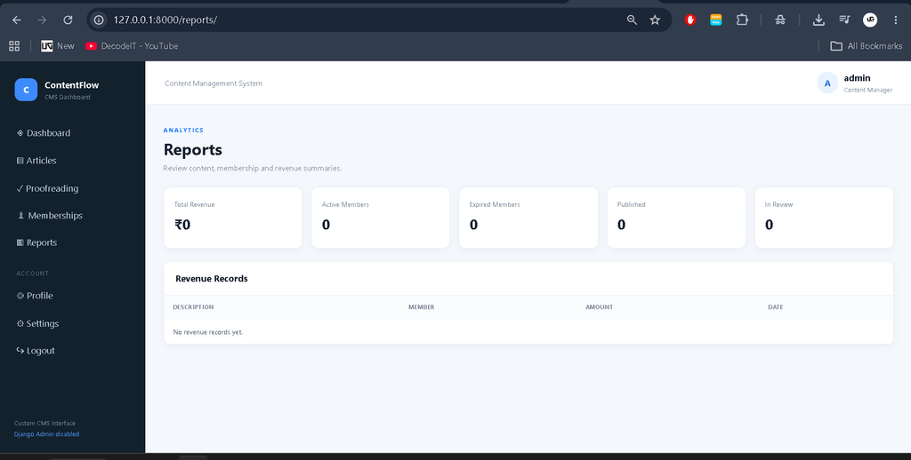 Content Management System in Python Django with Source Code